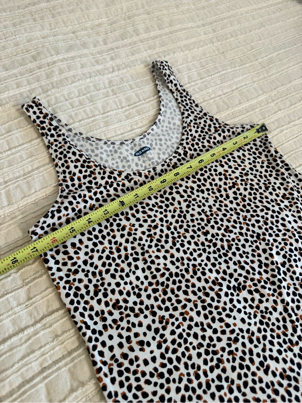 Old Navy Dot Print Leopard Print Tank Top Medium White Brown Black Sleeveless - Picture 4 of 5